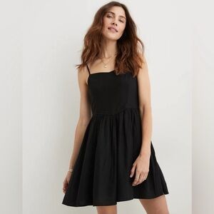 Aerie Love of Linen Black Babydoll Dress | Women’s Medium Mini dress